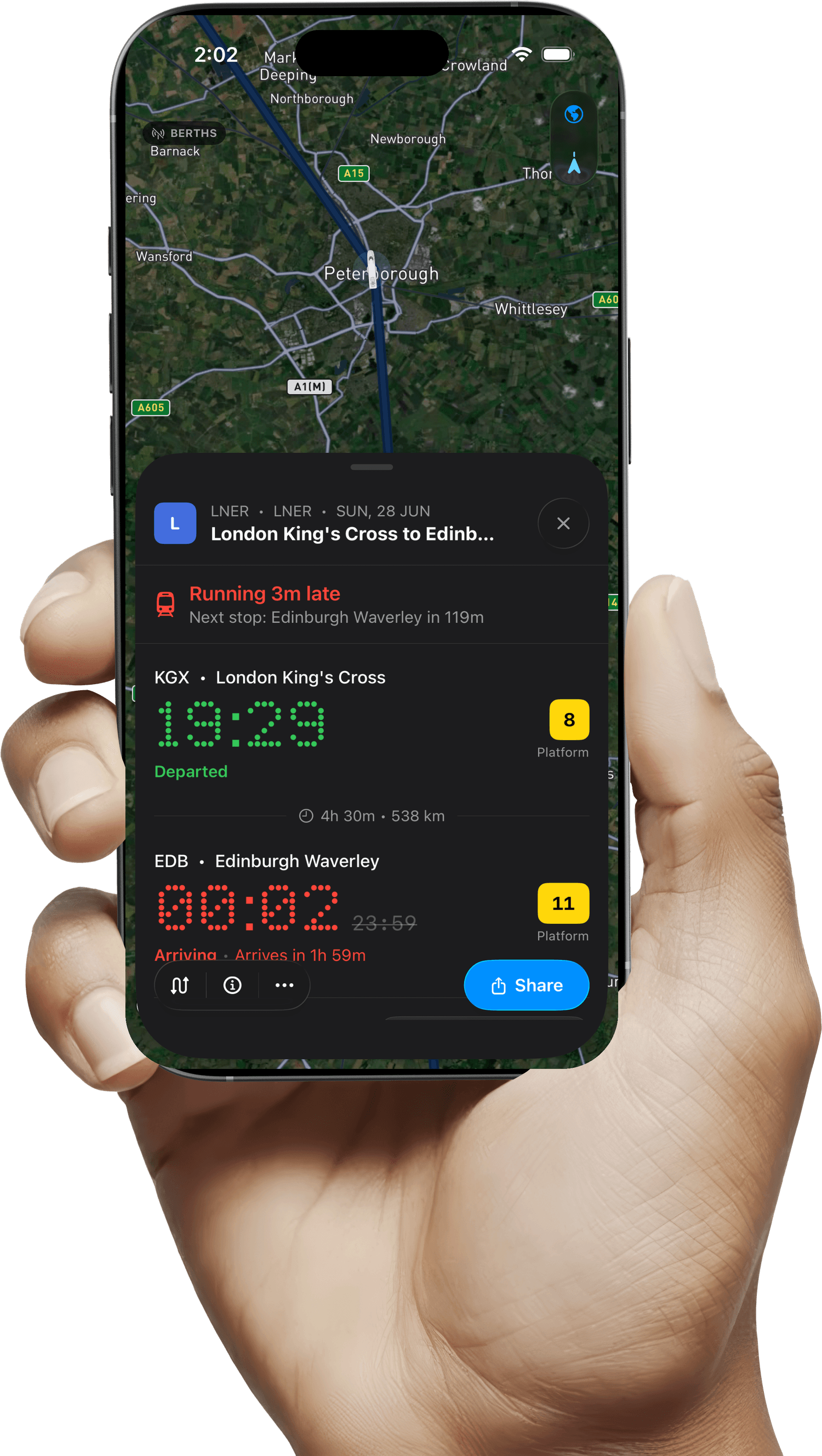 Conductor live journey tracking on iPhone